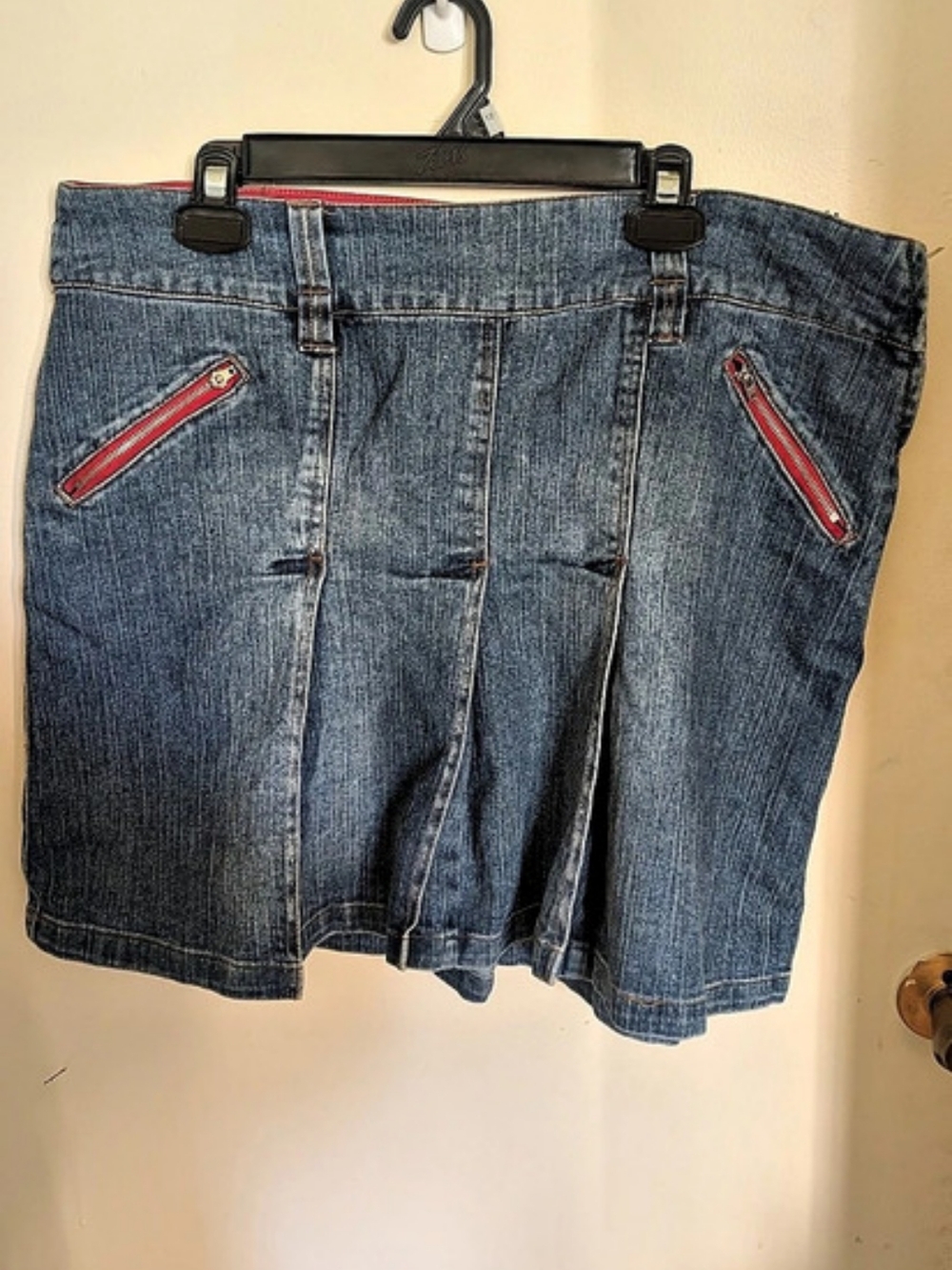 Denim Pleated Mini Skirt